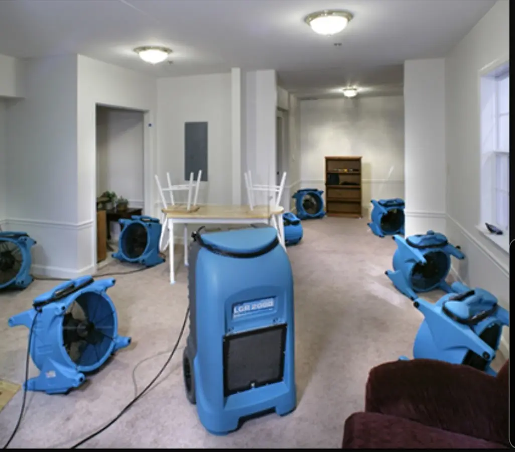 Air movers and dehumidifier setup for Water Extraction & Removal in Cazenovia